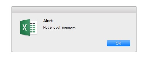 excel for mac not enough memory